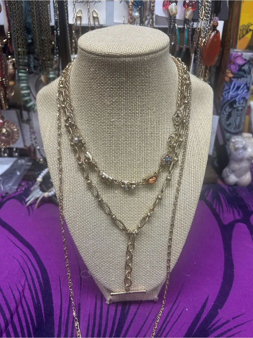 NWOT Free People Winslet Layer Necklace Gold Combo